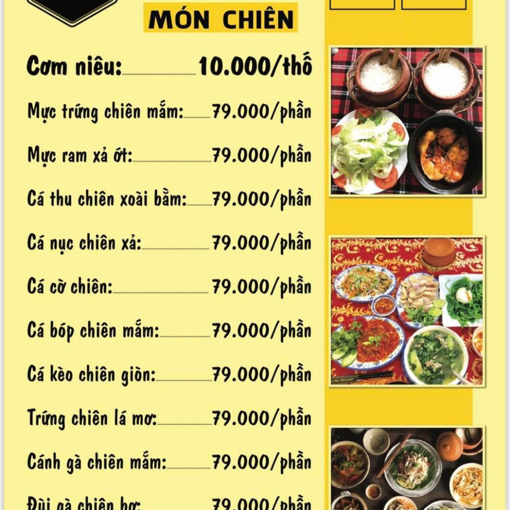 Bảng giá (Menu) Nhà Hàng Xứ Phan