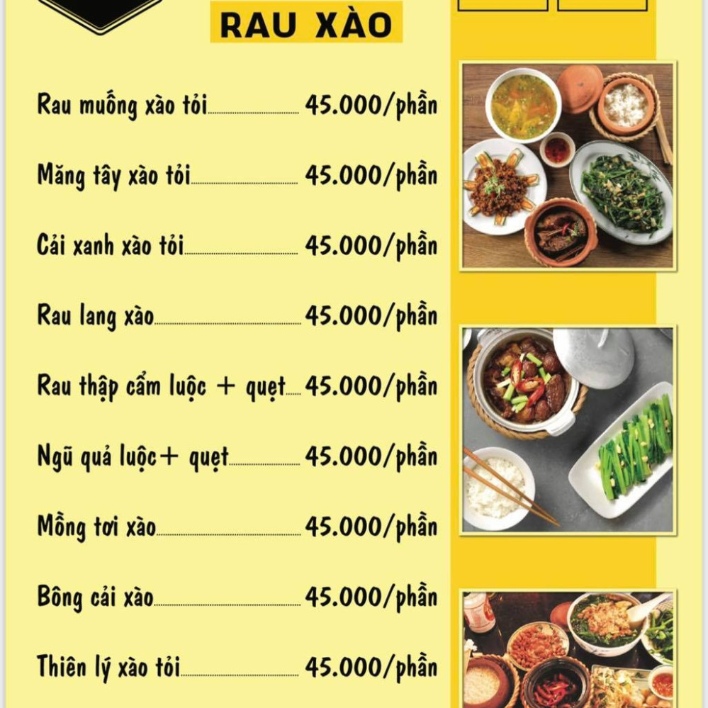 Bảng giá (Menu) Nhà Hàng Xứ Phan