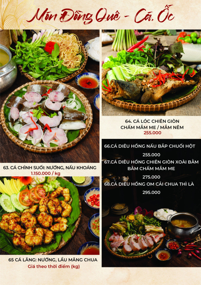 Bảng giá (Menu) Nhà Hàng Nha Trang Xưa