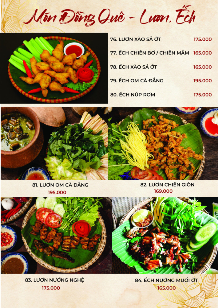 Bảng giá (Menu) Nhà Hàng Nha Trang Xưa