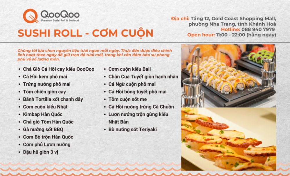Bảng giá (Menu) QooQoo Premium Buffet - Gold Coast Nha Trang