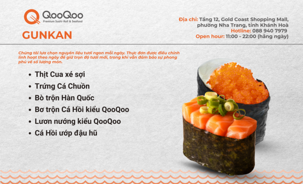 Bảng giá (Menu) QooQoo Premium Buffet - Gold Coast Nha Trang