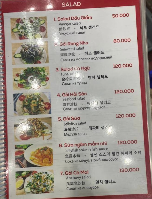 Bảng giá (Menu) Nhà Hàng Hải sản Thùy 66