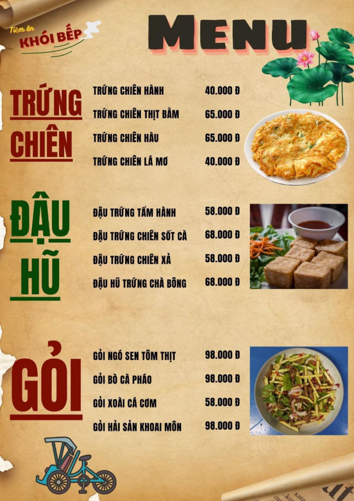 Bảng giá (Menu) Tiệm Ăn Khói Bếp