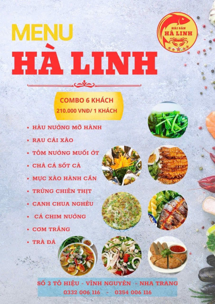 Bảng giá (Menu) Nhà Hàng Hải Sản Hà Linh
