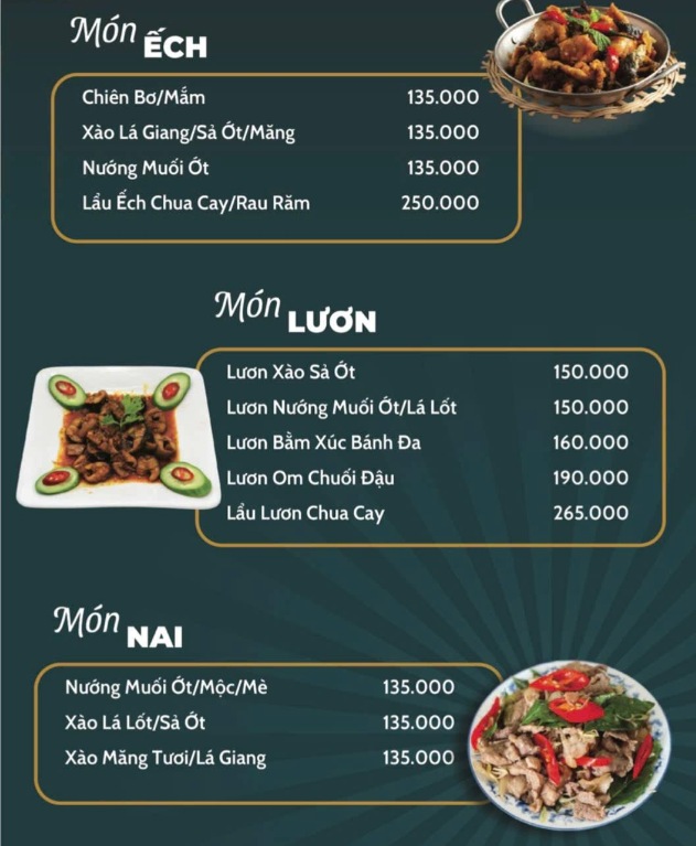 Bảng giá (Menu) Nhà Hàng Phúc An Hill