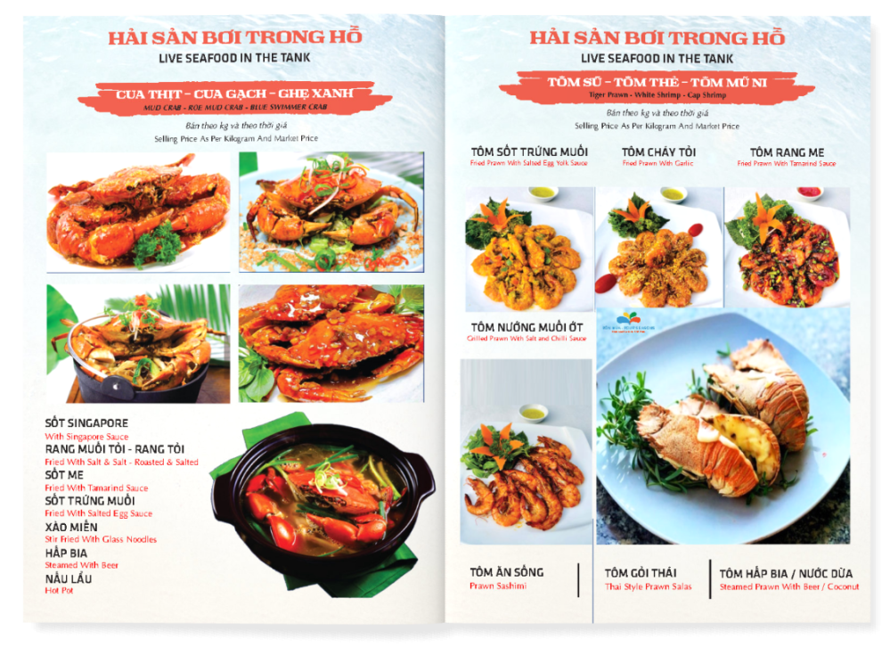 Bảng giá (Menu) Nhà hàng Hải Sản Làng Tôm