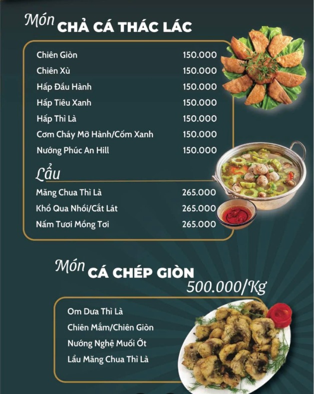 Bảng giá (Menu) Nhà Hàng Phúc An Hill