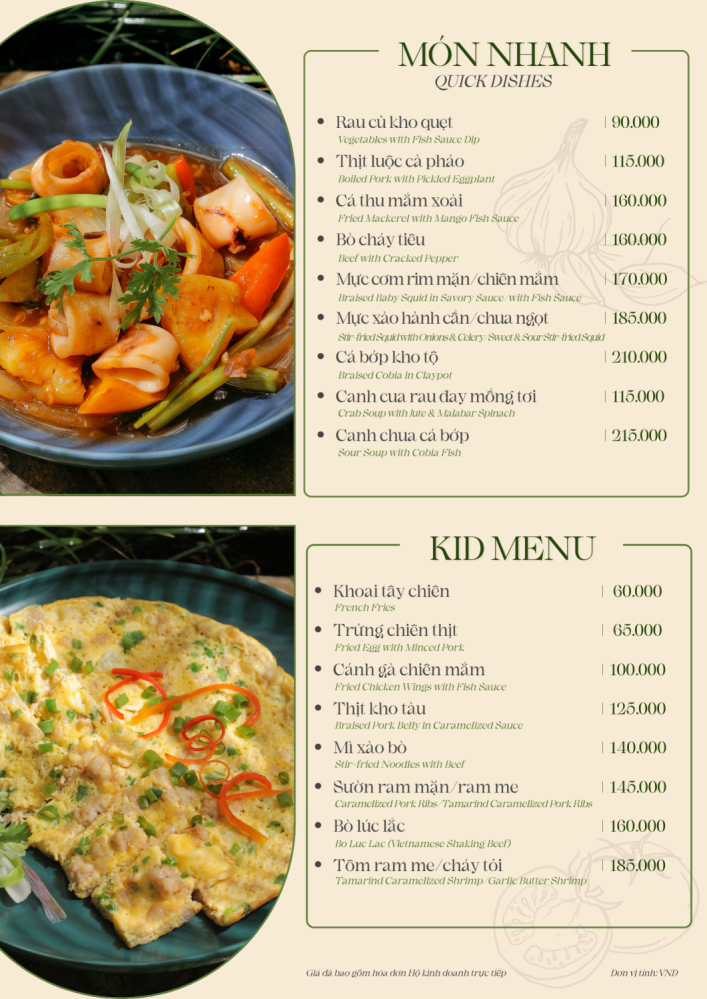 Bảng giá (Menu) Nhà hàng Cơm nhà Khói Bếp Nha Trang