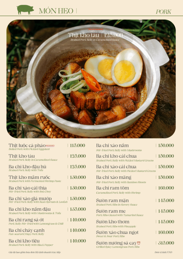 Bảng giá (Menu) Nhà hàng Cơm nhà Khói Bếp Nha Trang