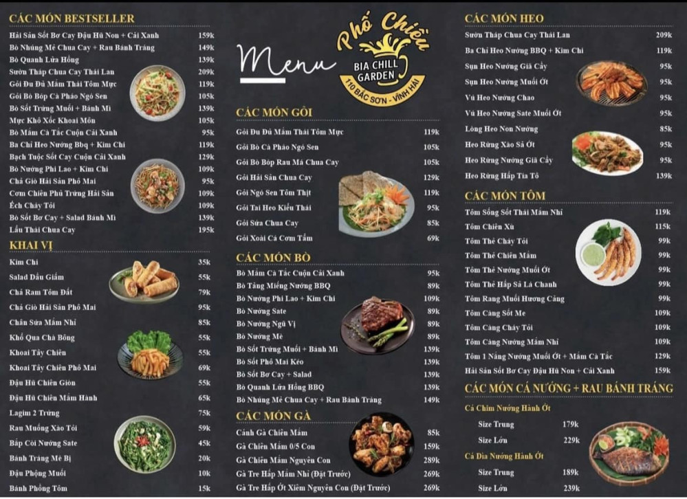 Bảng giá (Menu) Phố Chiều Nha Trang