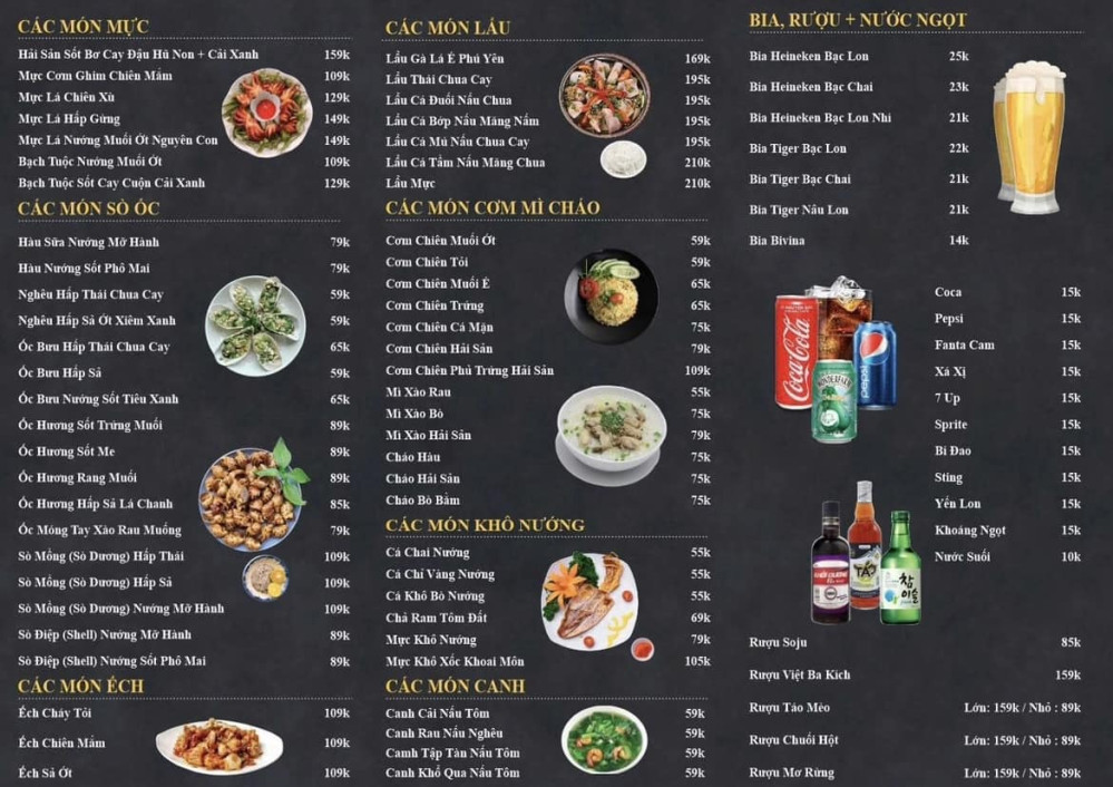 Bảng giá (Menu) Phố Chiều Nha Trang