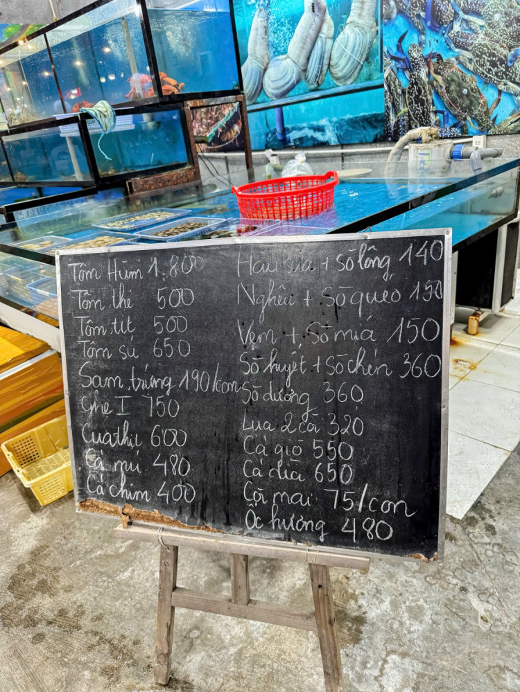 Bảng giá (Menu) Nhà hàng Hải sản Tươi sống 3V